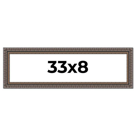 33x8 Frame Black Feather Payton Ornate Solid Wood Picture Frame Width 1.75 Inches | Interior Depth