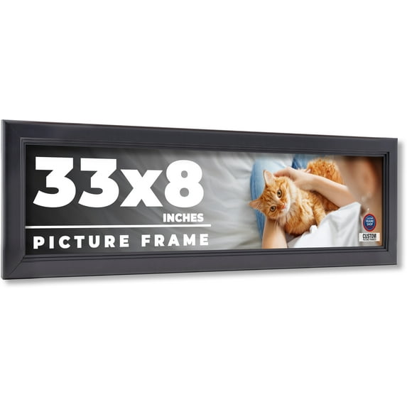 33x8 Frame Black Passaggi Solid Wood Picture Frame Width 1.5 Inches | Interior Frame Depth 0.5