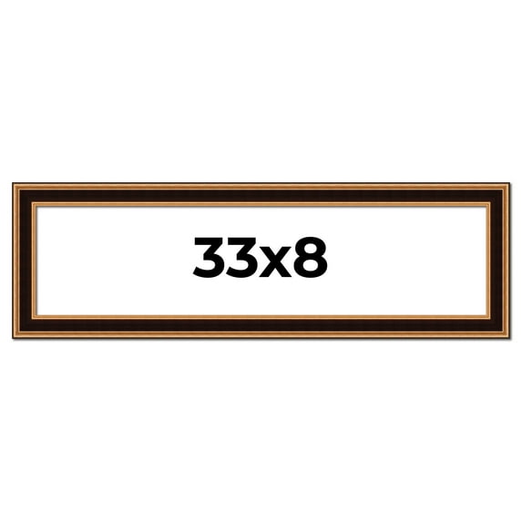33x8 Frame Gold Brown Plein Air Vintage Solid Wood Picture Frame | 1.75 Inches Moulding Width |