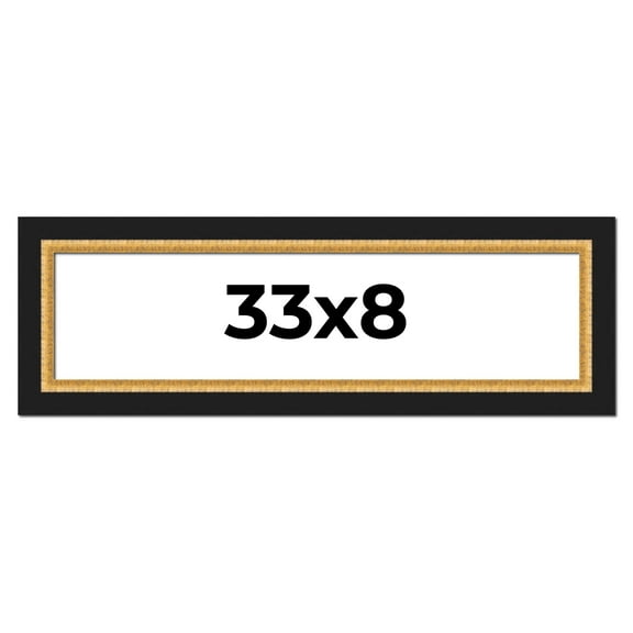 33x8 Frame Gold Real Wood Picture Frame Width 2.25 Inches | Interior Frame Depth 0.5 Inches |