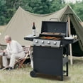 thumbnail image 1 of 34,000 BTU Propane Gas Grill 4 Burner BBQ Grill, Stainless Steel Patio Garden Barbecue Grill with Two Shelves, Lid, Wheels and Bottle Opener, 1 of 9
