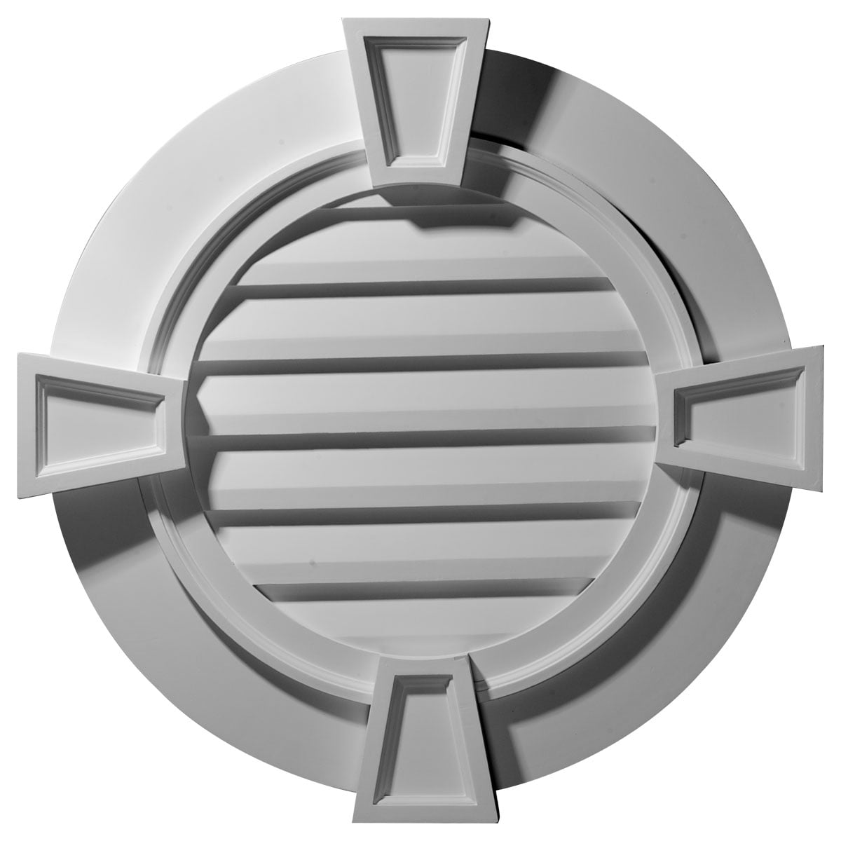 34 1/8"W x 34 1/8"H x 1 1/2"P, Round Gable Vent with Keystones, Non