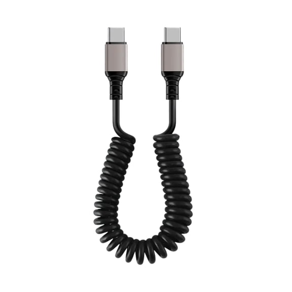 34-150cm Adjustable USB to USB C Coiled Cable Data Transfer Cord Laptops Power Supply Wire Line for Fast Charging