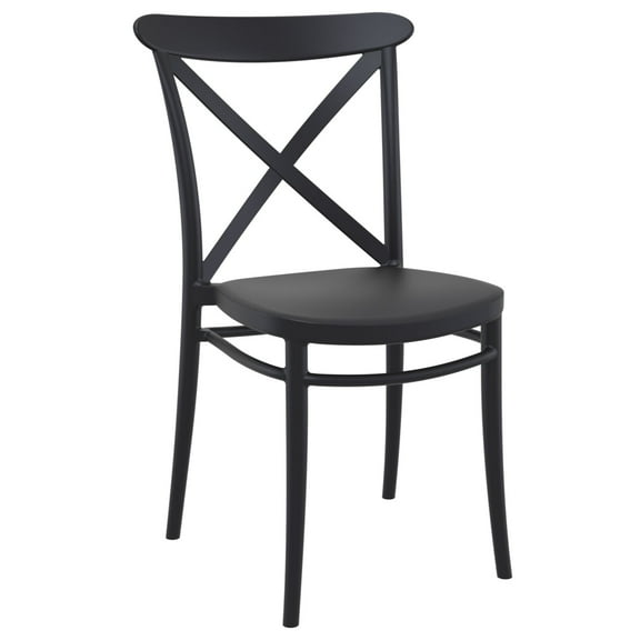34.25" Black Patio Cross Armless Dining Chair