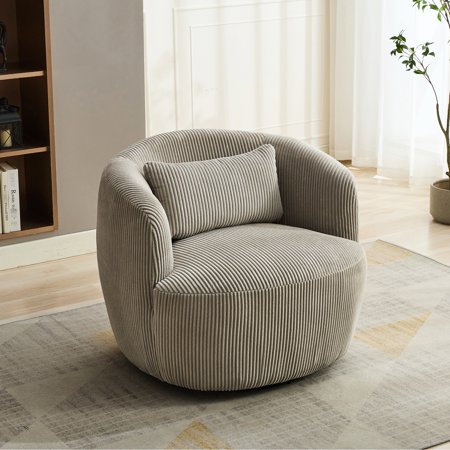34.25" Swivel Barrel Seating | 360° Rotation for Multiple Rooms | Premium Corduroy on Pine Frame | Easy Assembly for Convenience