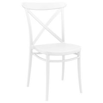 34.25" White Patio Cross Armless Dining Chair