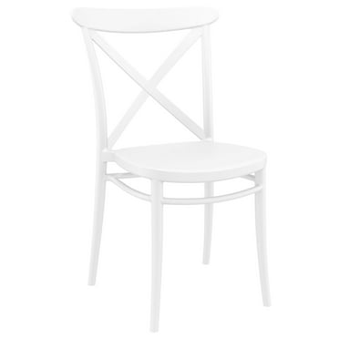 34.25" White Patio Cross Armless Dining Chair