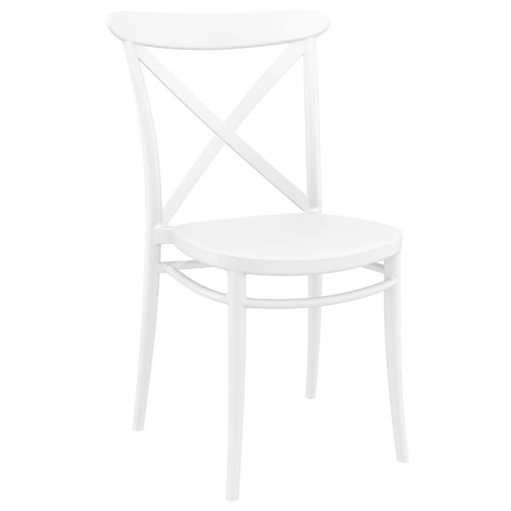 34.25" White Patio Cross Armless Dining Chair