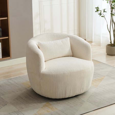 34.25" Wide Swivel Barrel Chair - Adjustable Positioning - In Home Theater or Bedroom - Skin - friendly Fabric