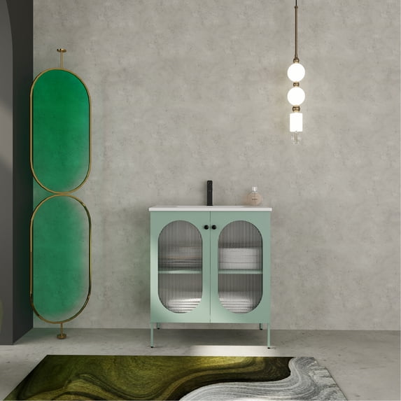 34.25 in High Cabinet - Two Handles (Black & Gold) for Custom Decor - Bathroom - Add Unique Charm