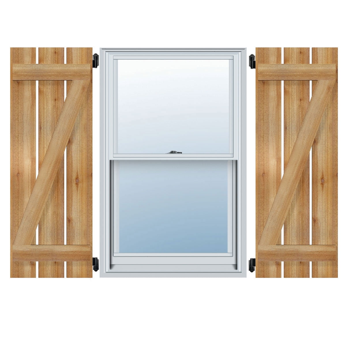 34 3/4"W x 80"H TimberCraft Six 5 3/8" Boards Spaced Board-n-Batten Shutters w/Z-Bar, Rough Sawn Western Red Cedar (Per Pair)