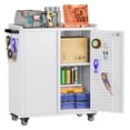 thumbnail image 1 of 34.3" H Garage Storage Cabinet with Wheels,Lockable Metal Storage Cabinet with 2 Doors for Garage Home Office Storage,White,Assembly Required, 1 of 8