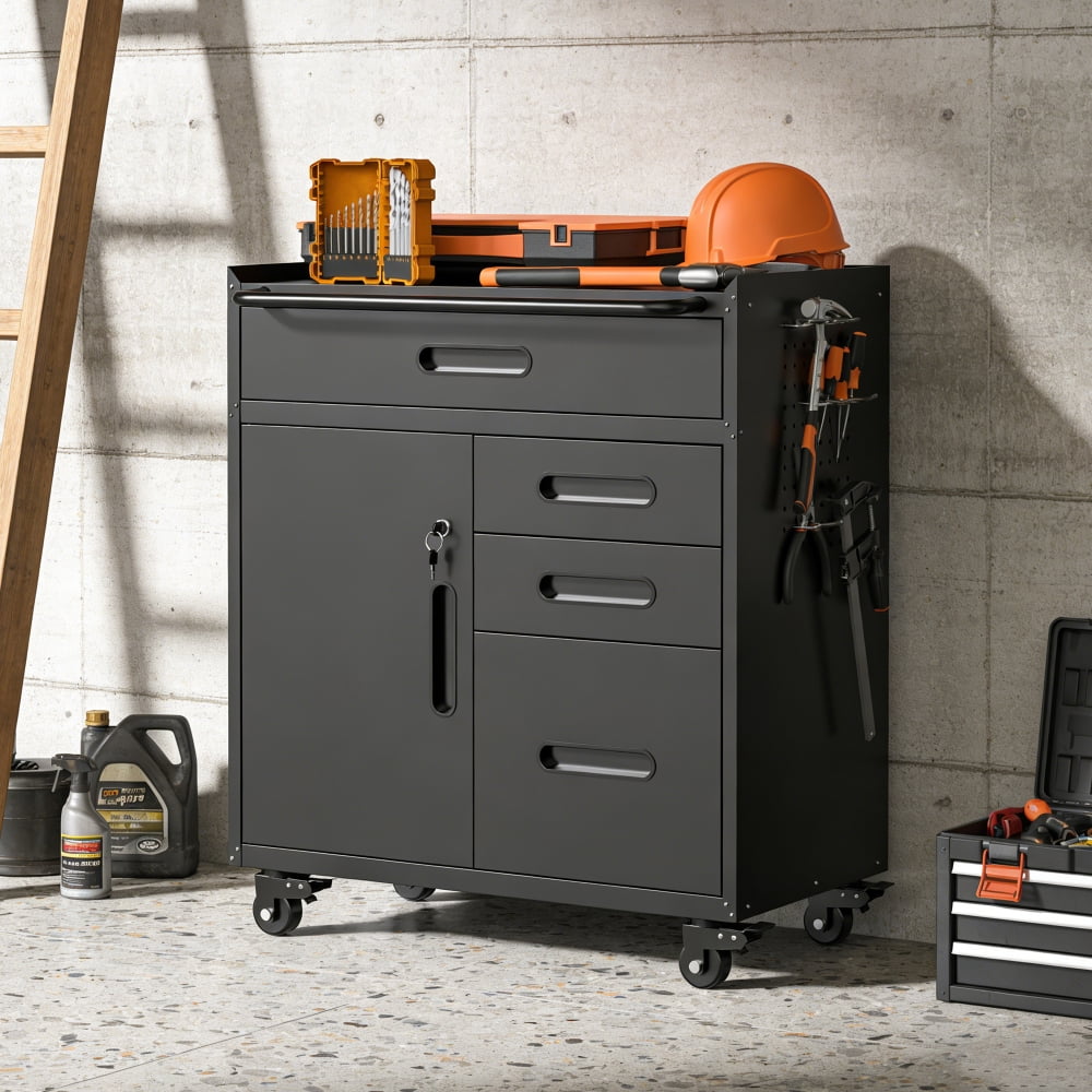 34.3" Rolling Tool Chest with 6 Drawers - Mobile Garage Cabinet Organizer, All-Drawer Design for Small Parts & Tools, Heavy Duty Steel Construction