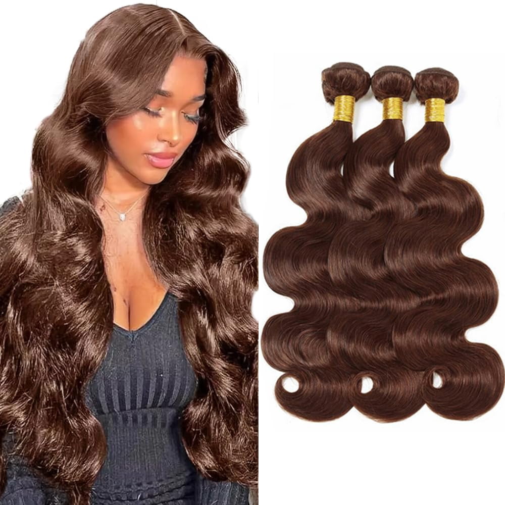 34 34 34 Inch Color 4 Body Wave Bundle Brown Bundles Human Hair Chocolate Brown Bundle Double Weft Color 4 Human Hair Bundle 300g
