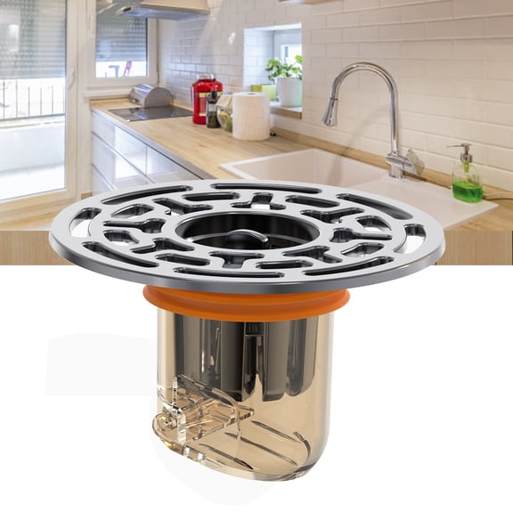 34-45mm ABS PC Floor Drain Insert with Transparent Filter, Odor Proof Backflow Preventer for Bathroom & Shower Cover