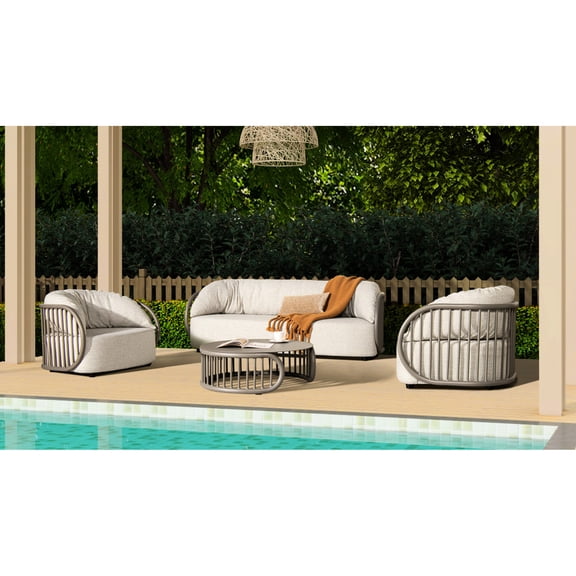 34.5" Coffee Table, Aluminum - Material, Ideal For Outdoor Living Versatile Design Indoor And Use