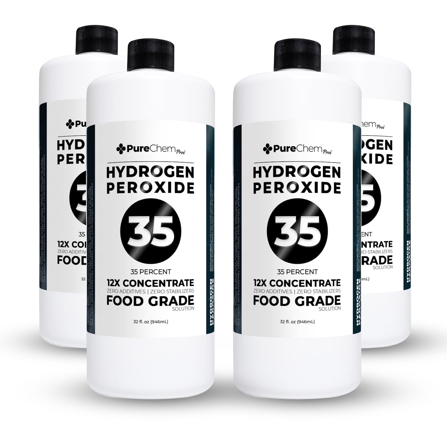34.5% Food Grade Hydrogen Peroxide 32 oz 4 Pack - PureChemPros