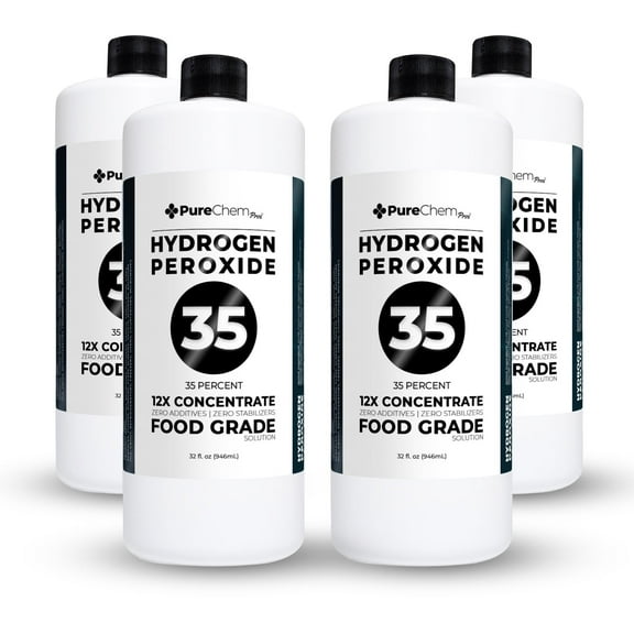 34.5% Food Grade Hydrogen Peroxide 32 oz 4 Pack - PureChemPros