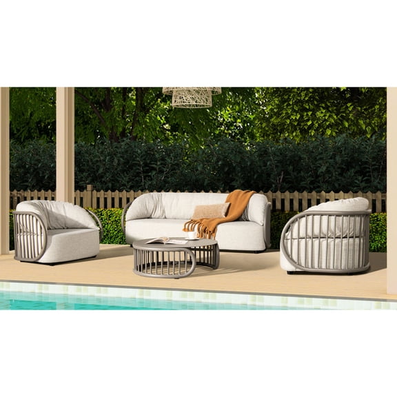 34.5" Gray Round Aluminum - Versatile for Any Space - Outdoor Gathering Area / Ample Seating