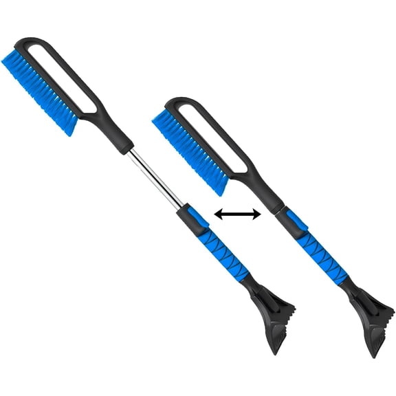 34.5" Snow Brush & Ice Scrapers for Car Windshield with Foam Grip for Cars Extendable, SUV, Trucks - Detachable ar Scraper - No Scratch - Heavy Duty Handle, Snow Broom, Remover, Easy Scraper, Blue