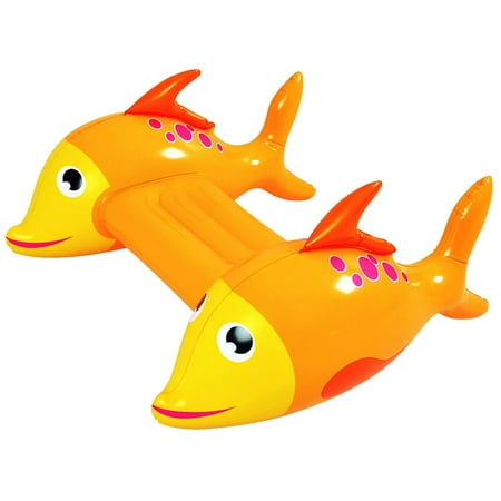 34.5" Yellow and Orange Dorado Fish Children's Inflatable Swimming Pool Kickboard