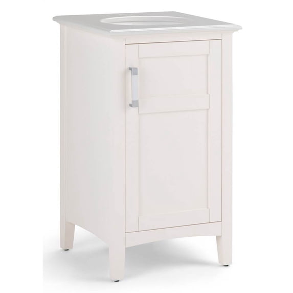 Winston 20 inch Contemporary Bath Vanity in Soft White with White Engineered Quartz Marble Top