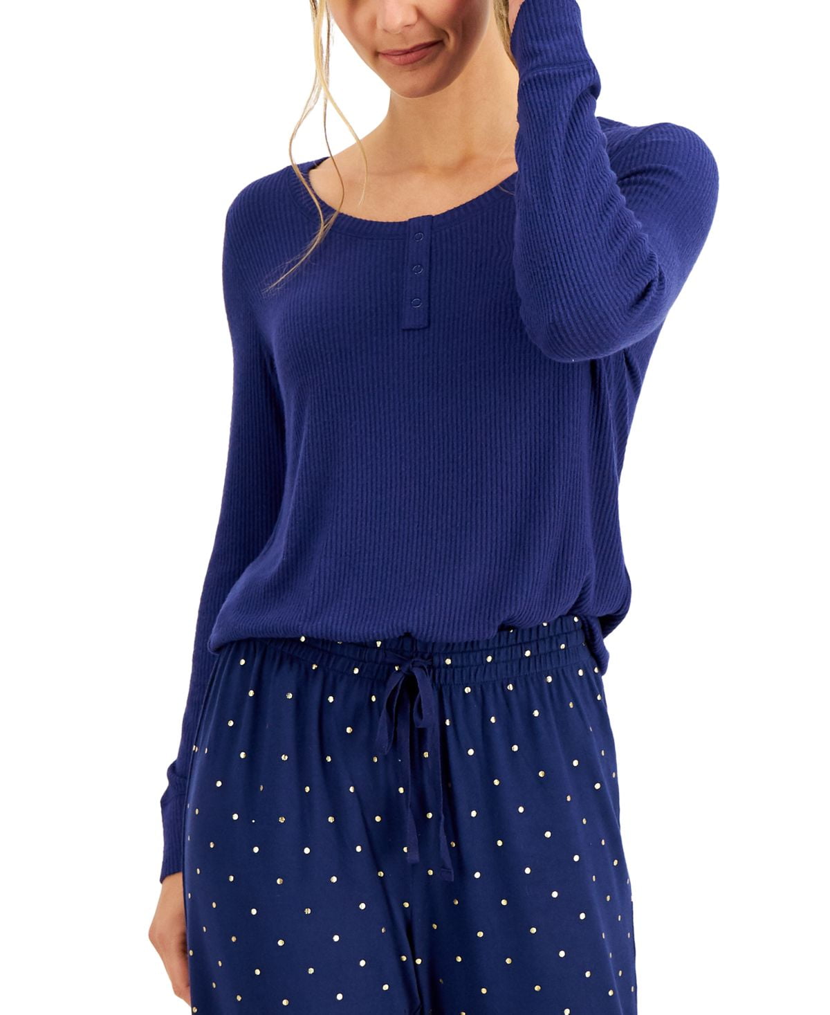 34.50 Charter Club Women's Ribbed Henley Pajama Top RayonTeal Evergreen XL