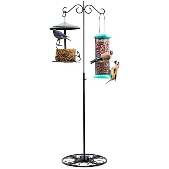 34-55 Inch Adjustable Black Iron Shepherds Hook Outdoor and Indoor Shepherd Hook Stand Wind Chime Stand with Base for Wedding Event and Home (Vintage)$$Garden & Patio