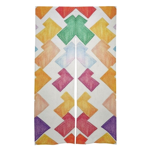 3457 In Door Curtain Isolation Hot And Cold Air High Temperature Resistant Easy To Install For Kitchen Living Room Bedroom Dining Room AliceBlue Colorful Houndstooth Hand-drawn Sketch_4