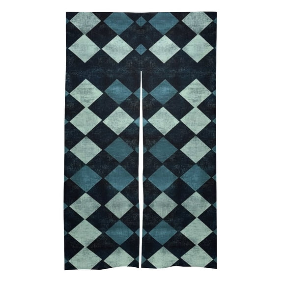 3457 In Door Curtain Isolation Hot And Cold Air High Temperature Resistant Easy To Install For Kitchen Living Room Bedroom Dining Room DarkSlateBlue Houndstooth Vintage Texture Hand-drawn Sketch_1