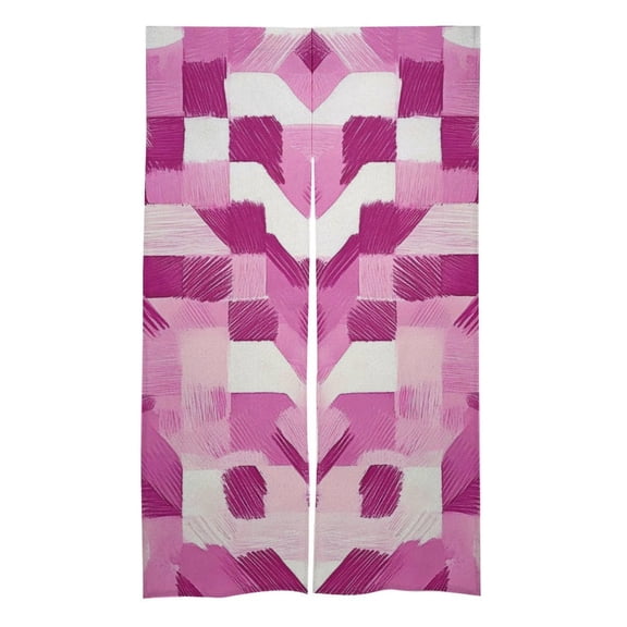 3457 In Door Curtain Isolation Hot And Cold Air High Temperature Resistant Easy To Install For Kitchen Living Room Bedroom Dining Room Pink Abstract Houndstooth Hand-drawn Sketch_3