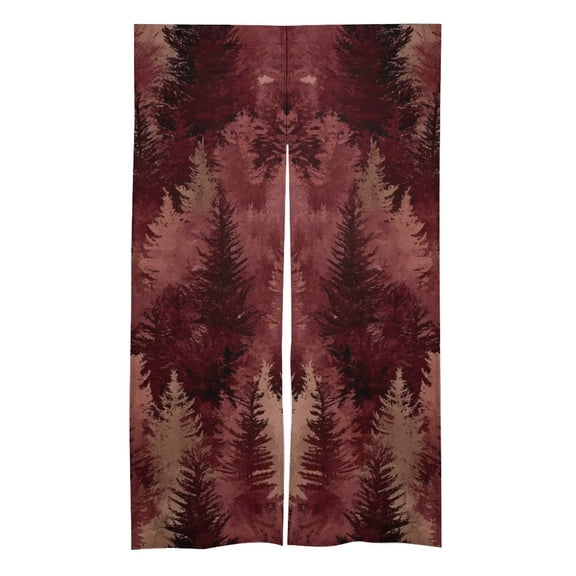 3457 In Door Curtain Isolation Hot And Cold Air High Temperature Resistant Easy To Install For Kitchen Living Room Bedroom Dining Room Realistic Forests Camouflage Pattern Conifer Maroon_1
