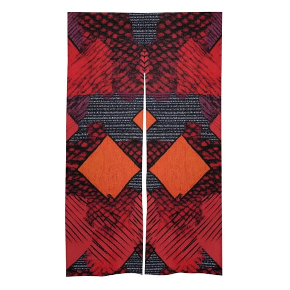 3457 In Door Curtain Isolation Hot And Cold Air High Temperature Resistant Easy To Install For Kitchen Living Room Bedroom Dining Room Red Colorful Houndstooth Hand-drawn Sketch_2