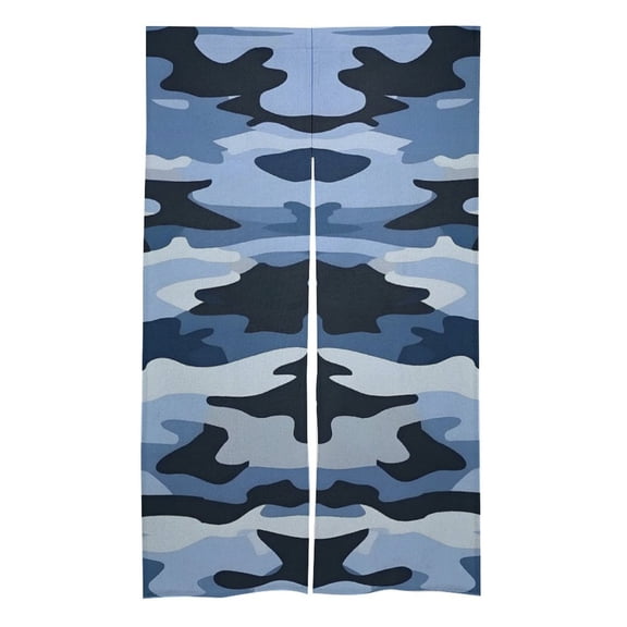 3457 In Door Curtain Isolation Hot And Cold Air High Temperature Resistant Easy To Install For Kitchen Living Room Bedroom Dining Room Vector Camouflage Pattern Blue_4