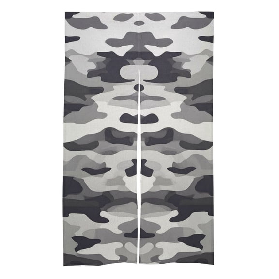 3457 In Door Curtain Isolation Hot And Cold Air High Temperature Resistant Easy To Install For Kitchen Living Room Bedroom Dining Room Vector Camouflage Pattern Gray_4