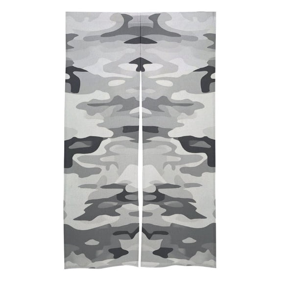 3457 In Door Curtain Isolation Hot And Cold Air High Temperature Resistant Easy To Install For Kitchen Living Room Bedroom Dining Room Vector Camouflage Pattern Gray_3