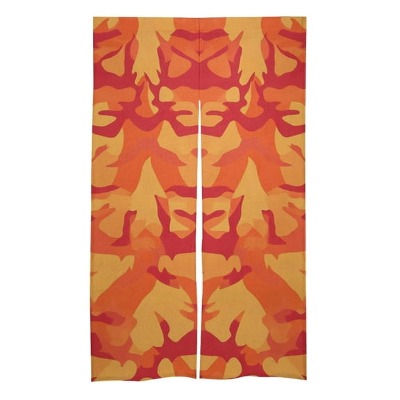 3457 In Door Curtain Isolation Hot And Cold Air High Temperature Resistant Easy To Install For Kitchen Living Room Bedroom Dining Room Vector Camouflage Pattern Orange Red_2