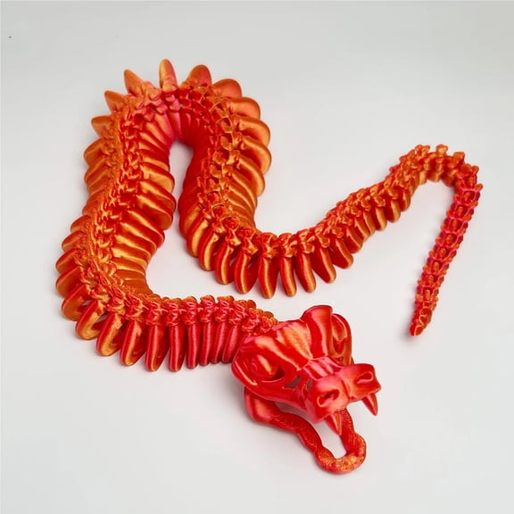 3D Printed Jointed Snake Model Movable Skeleton Open Mouth Realistic Home Decor