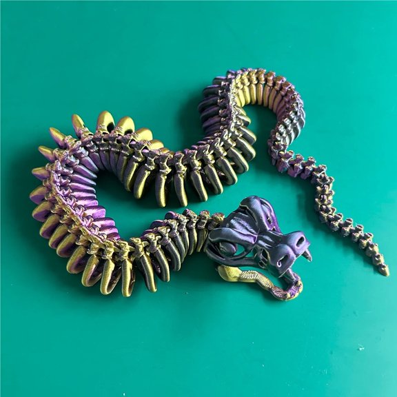34/58cm 3D Printing Jointed Movable Skeleton Snake Model Can Open Mouth Realistic Skeleton Snake Home Decoration Creative Gift