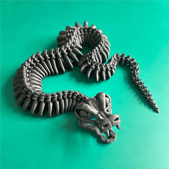 34/58cm 3D Printing Jointed Movable Skeleton Snake Model Can Open Mouth Realistic Skeleton Snake Home Decoration Creative Gift