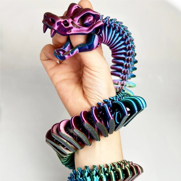34/58cm 3D Printing Jointed Movable Skeleton Snake Model Can Open Mouth Realistic Skeleton Snake Home Decoration Creative Gift