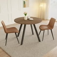 thumbnail image 1 of 34.6" Round Dining Table Set, Mid Century Modern Round Dining Table for 2 Person, with Steel Legs, Coffee Table for Kitchen Dining Room, Office, Save Space, 1 of 7