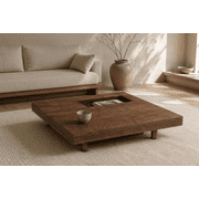 Square Walnut Coffee Table with Storage