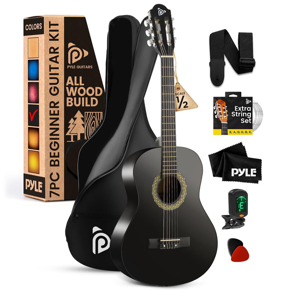 34" 6-String Classic Guitar with Digital Tuner and Accessory Kit (Black)