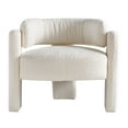 thumbnail image 1 of 34.6" Wide Boucle Accent Chair, Modern White Living Room Chair with Solid Wood Frame, Comfy Upholstered Barrel Side Chair for Makeup, Living Room, Bedroom and Office, 1 of 7