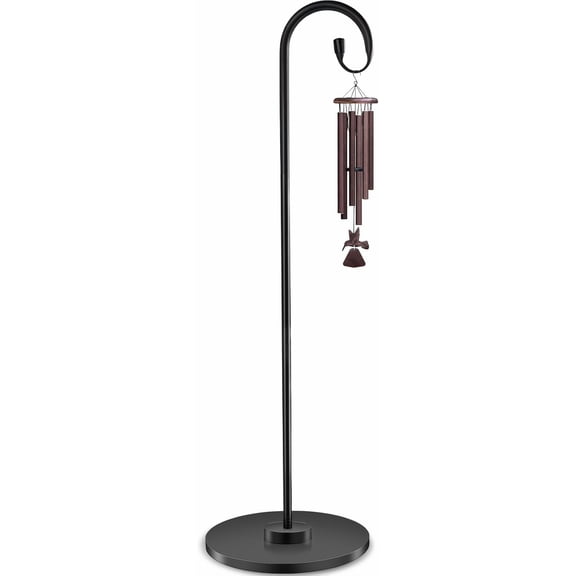 34-63" Adjustable Shepherd Hook Stand with Round Base Stand for Bird Feeders, Lanterns, Wind Chimes, Indoor and Outdoor Use on Patio, Yard or Porch