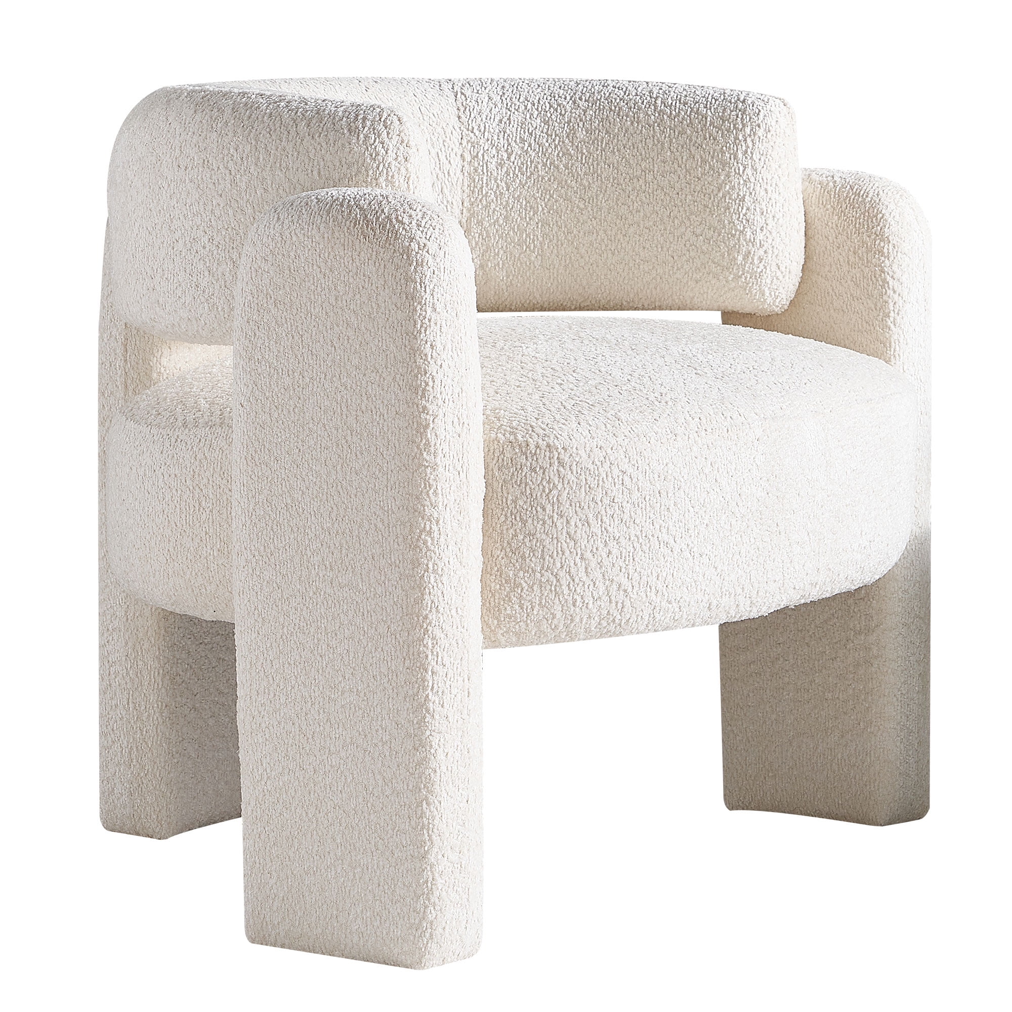 34.65" Wide Upholstery Accent Chair - Stylish Armchair for Living Room or Bedroom, Comfy and Elegant-White