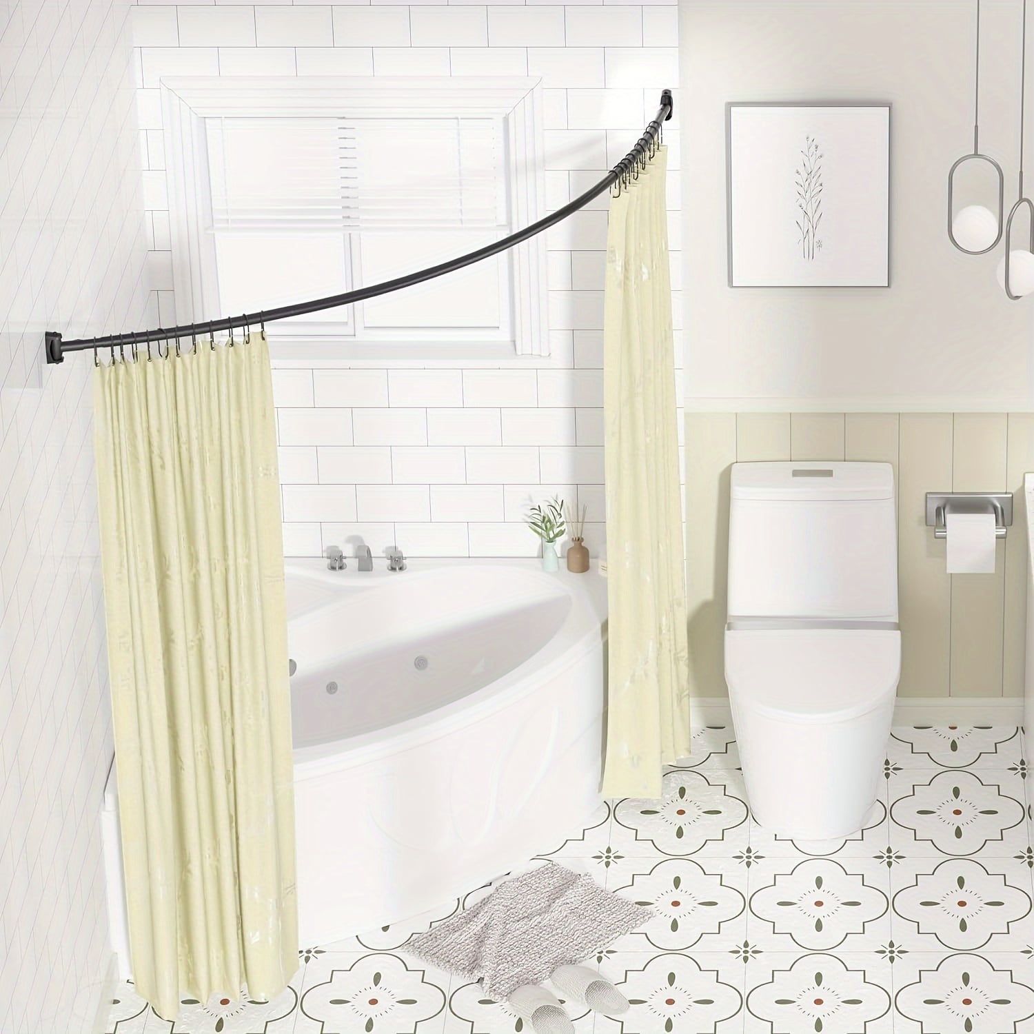 3476 Inches Curved Shower Curtain Rod, Adjustable Stainless Steel