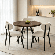 34.8" Round Dining Table Set for 3,4 Piece Modern Kitchen Table Set with 3 Upholstered Dining Chairs,Leisure Coffee Table for Kitchen Dining Room, Breakfast noo