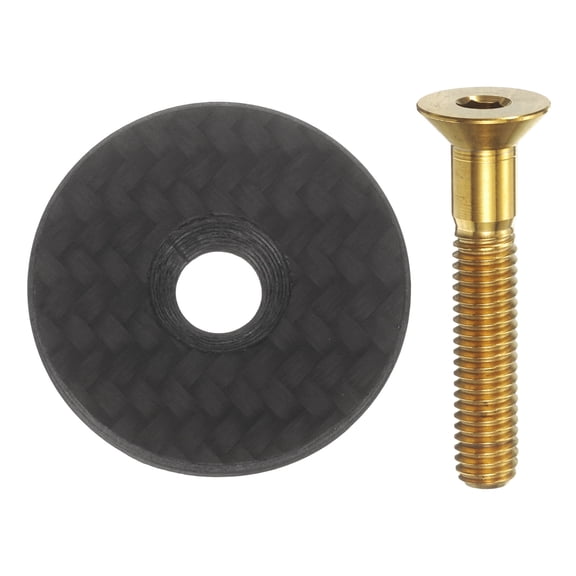 34.8mm Bicycle Headset Stem Top Cap with Gold Titanium Bolt for Mountain Bike